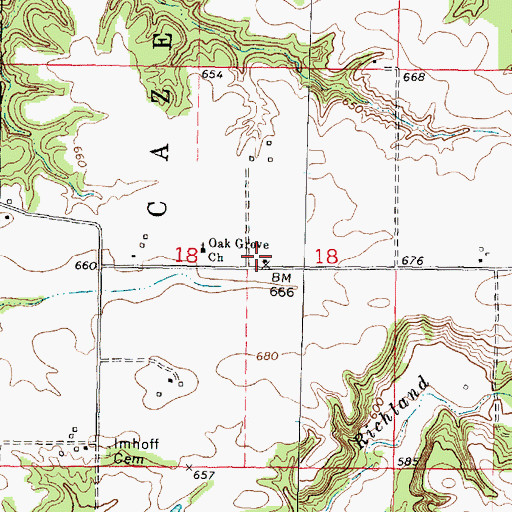 Topographic Map of Bricktown School (historical), IL