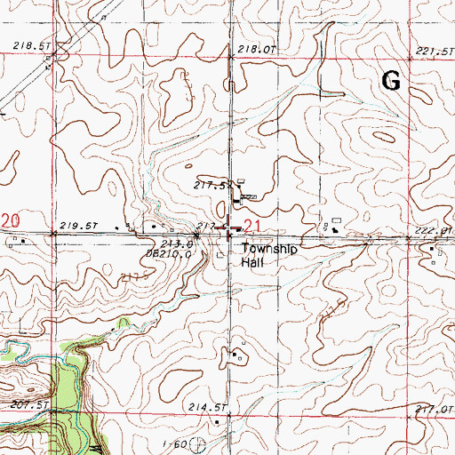 Topographic Map of Greene Township Hall, IL