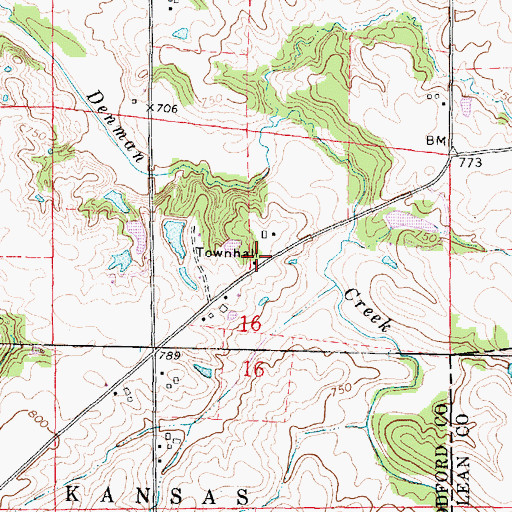 Topographic Map of Kansas Townhall, IL