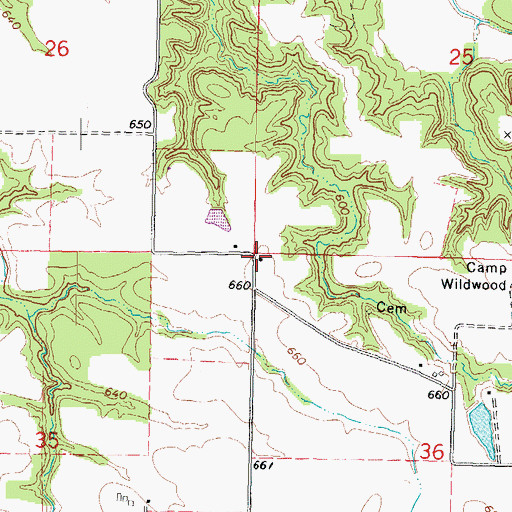 Topographic Map of Oakenwald School (historical), IL