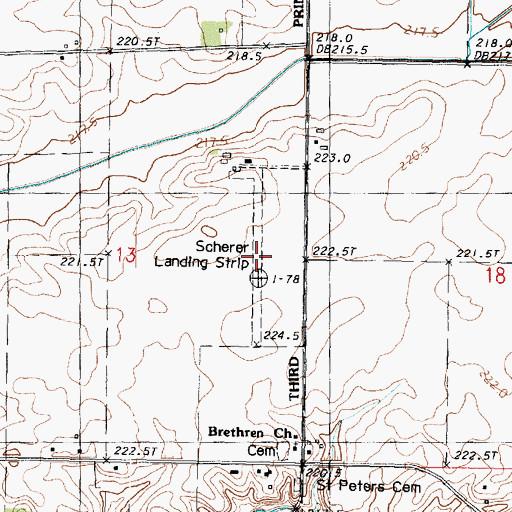 Topographic Map of Scherer Landing Strip (historical), IL