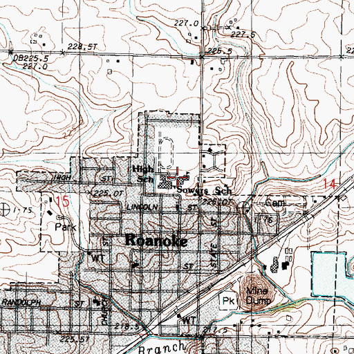 Topographic Map of Sowers Elementary School, IL