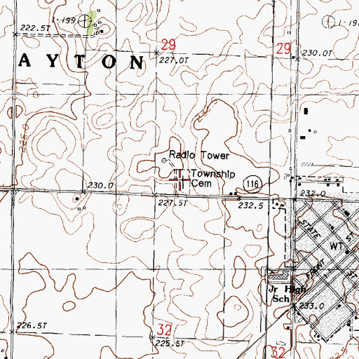 Topographic Map of Clayton Township Cemetery, IL