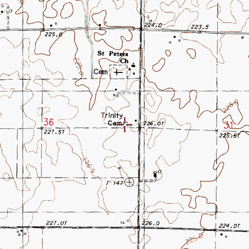 Topographic Map of Trinity Cemetery, IL