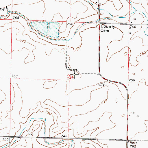 Topographic Map of Woodford County Home, IL