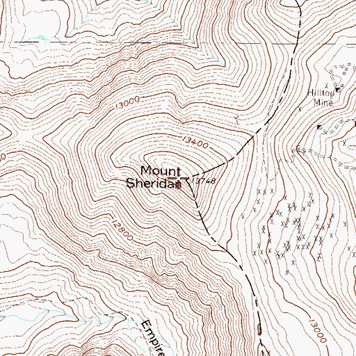 Topographic Map of Mount Sheridan, CO
