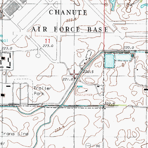 Topographic Map of Chanute Air Force Base Hospital (historical), IL