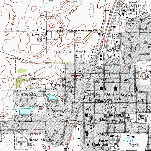 Topographic Map of Church of Christ, IL