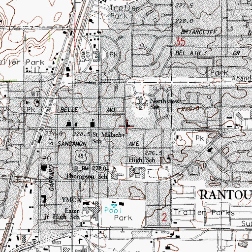 Topographic Map of Church of the Nazarene, IL