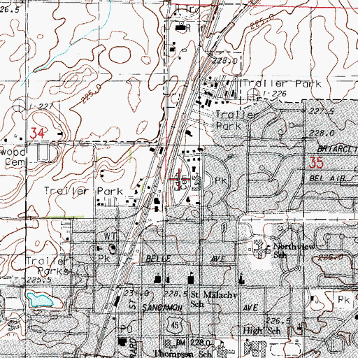 Topographic Map of Eden Cemetery, IL