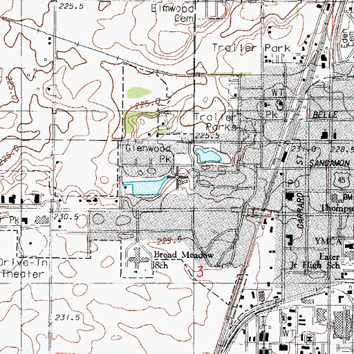 Topographic Map of First Baptist Church, IL