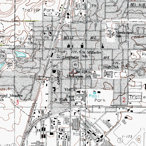 Topographic Map of First United Methodist Church, IL