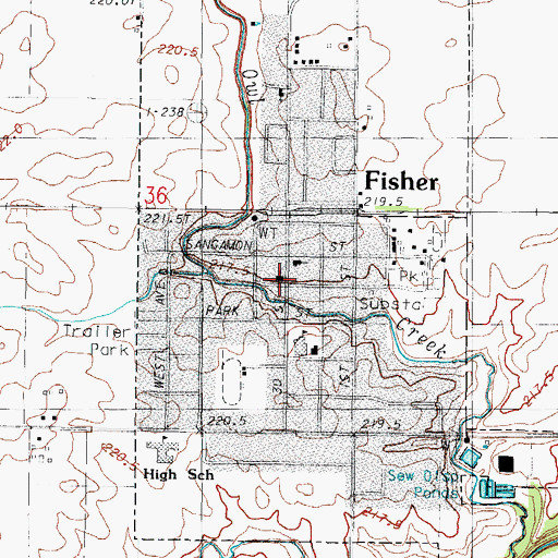 Topographic Map of Fisher Church of Christ, IL