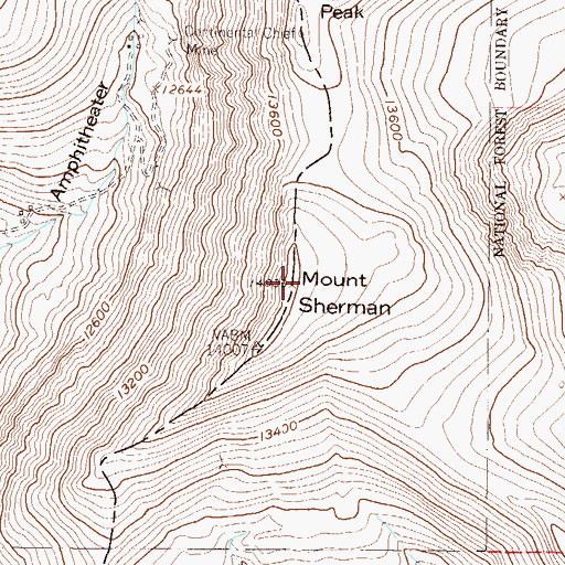 Topographic Map of Mount Sherman, CO