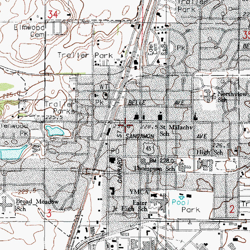 Topographic Map of Rantoul Church of God, IL