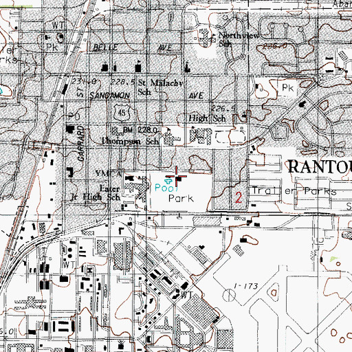 Topographic Map of Rantoul Civic Center, IL