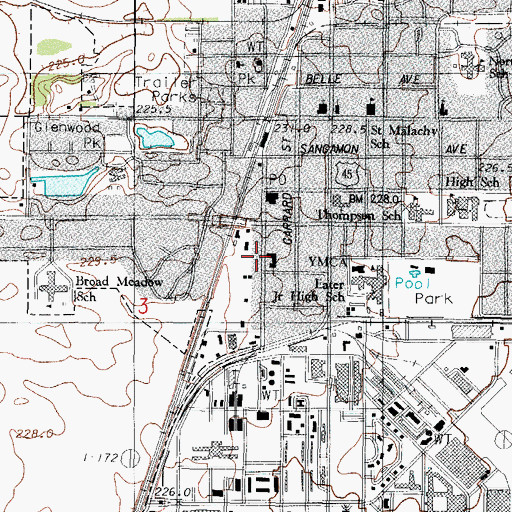 Topographic Map of Rantoul Municipal Building, IL