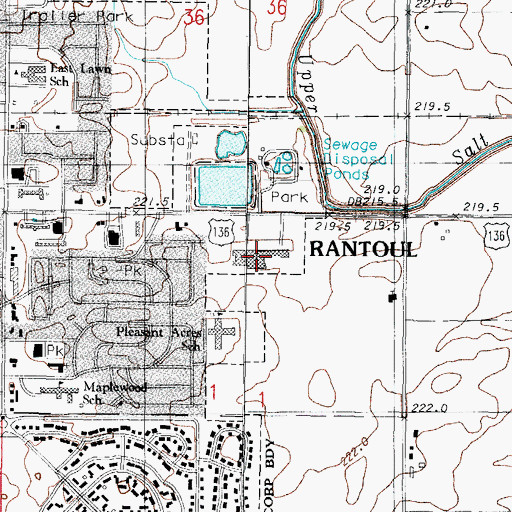 Topographic Map of Rantoul Plaza Shopping Center, IL