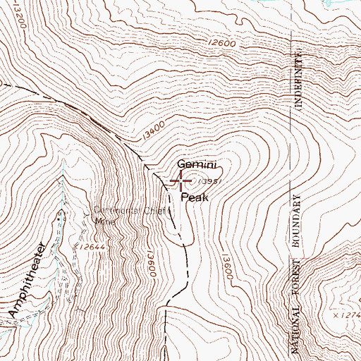 Topographic Map of Gemini Peak, CO