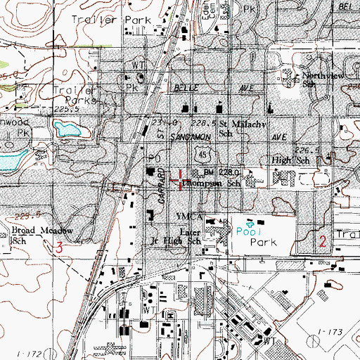 Topographic Map of Rantoul Public Library, IL