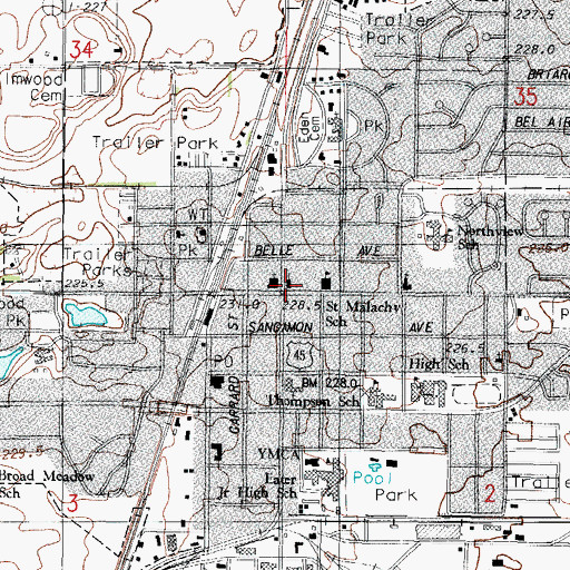 Topographic Map of Saint Malachys Catholic Church, IL