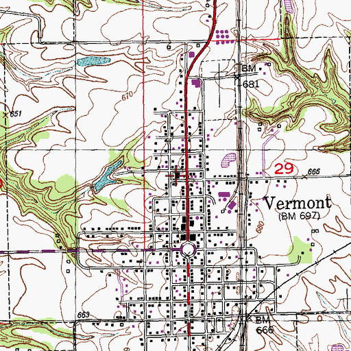 Topographic Map of Vermont School (historical), IL