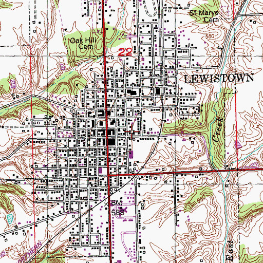 Topographic Map of Lewistown Church of the Nazarene, IL