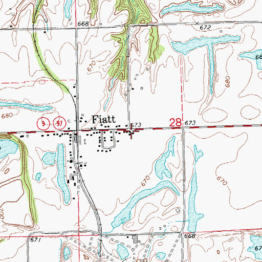 Topographic Map of Fiatt Post Office, IL