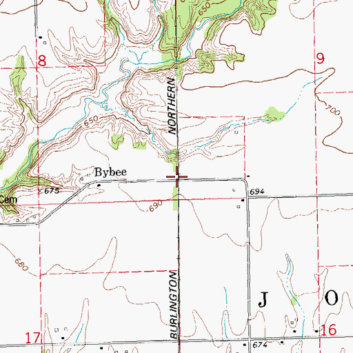 Topographic Map of Bybee Station (historical), IL