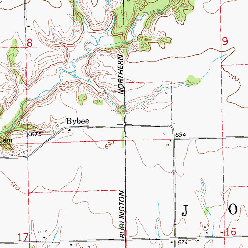 Topographic Map of Bybee Station (historical), IL