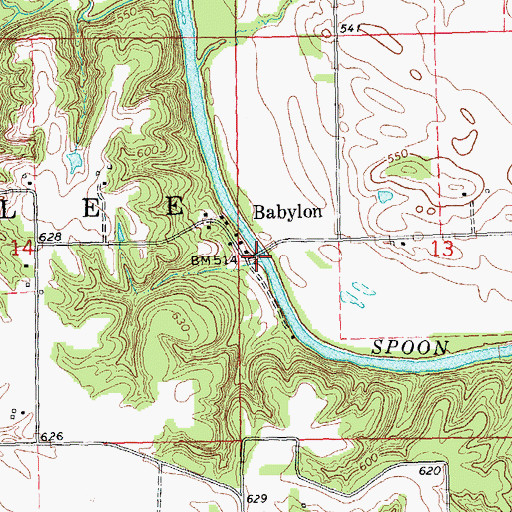 Topographic Map of Babylon Bend Bridge, IL
