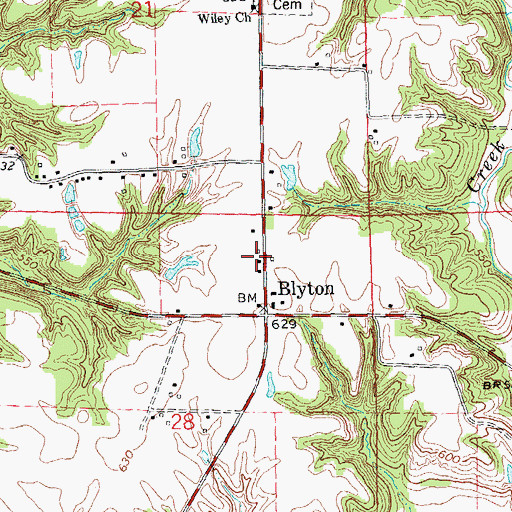 Topographic Map of Blyton Post Office (historical), IL