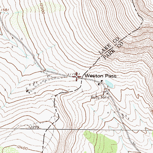 Topographic Map of Weston Pass, CO