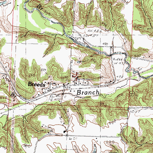 Topographic Map of Breeds School (historical), IL