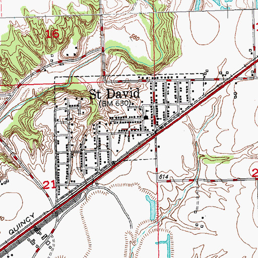 Topographic Map of Saint David City Hall, IL