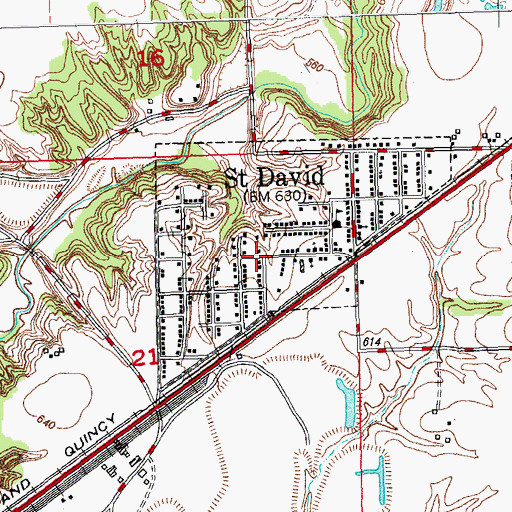 Topographic Map of Saint David Post Office, IL
