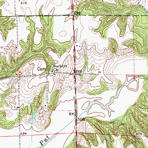 Topographic Map of Buckeye, IL