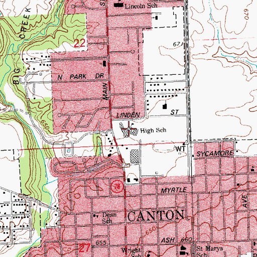 Topographic Map of Canton High School, IL