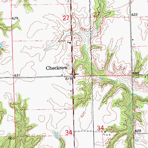 Topographic Map of Checkrow Community Church, IL