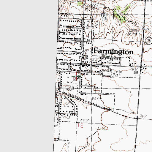 Topographic Map of Farmington High School, IL