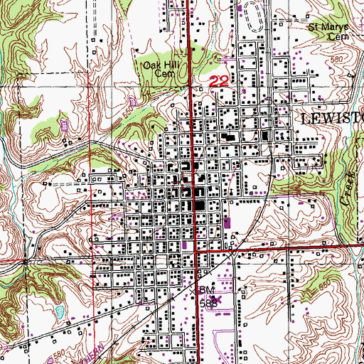 Topographic Map of Fulton County Courthouse, IL