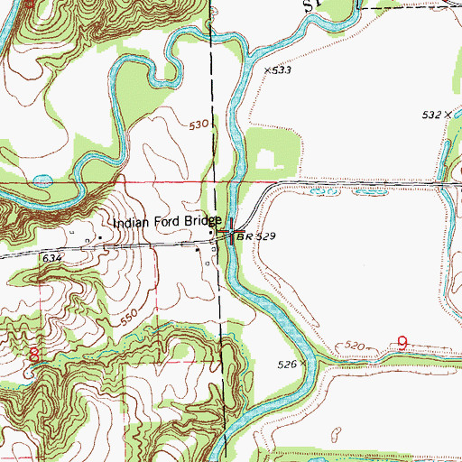 Topographic Map of Indian Ford, IL