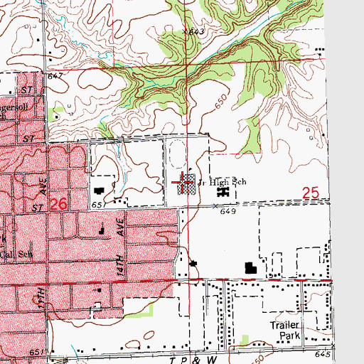 Topographic Map of Ingersoll Junior High School, IL