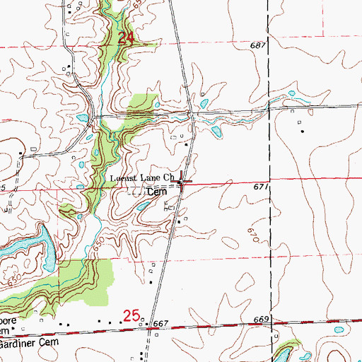 Topographic Map of Locust Lane Evangelical Lutheran Church (historical), IL
