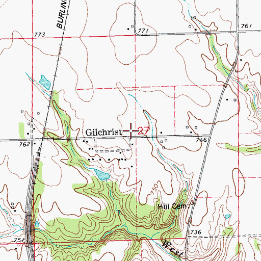 Topographic Map of New Gilchrist School (historical), IL