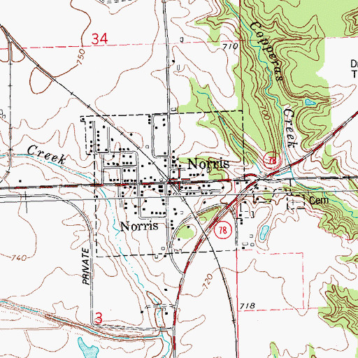 Topographic Map of Norris Grade School (historical), IL