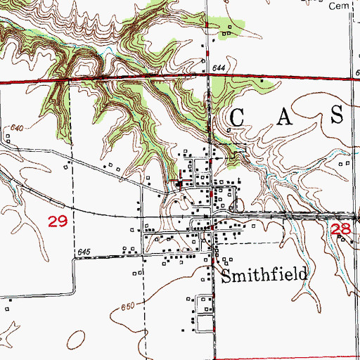 Topographic Map of Smithfield School (historical), IL