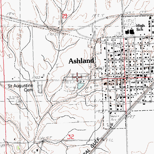 Topographic Map of Ashland City Cemetery, IL