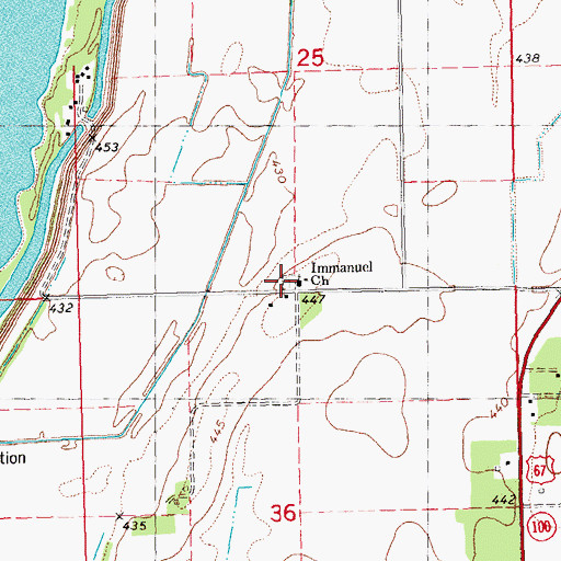 Topographic Map of Immanuel Lutheran Cemetery, IL