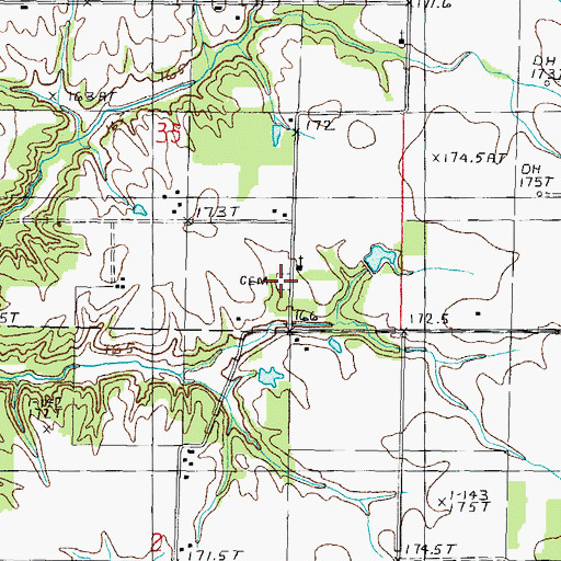 Topographic Map of Arm Prairie Cemetery, IL